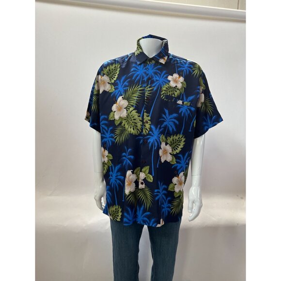 Rima Vintage Tropical Hawaiian Short Sleeve Shirt  Size XL Blue   Terivoile - Picture 12 of 16